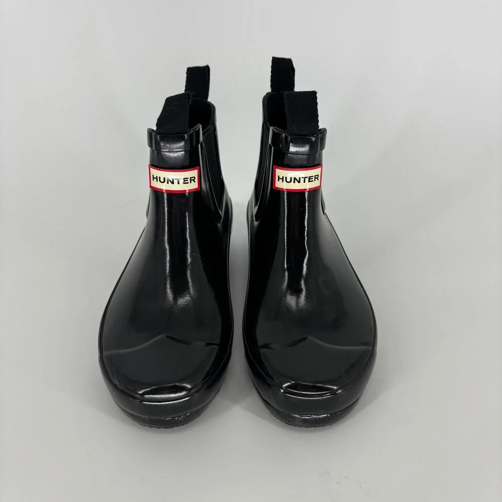 Hunter Original Gloss Chelsea Ankle Boots Black Kids Size 13 Rubber Waterproof
